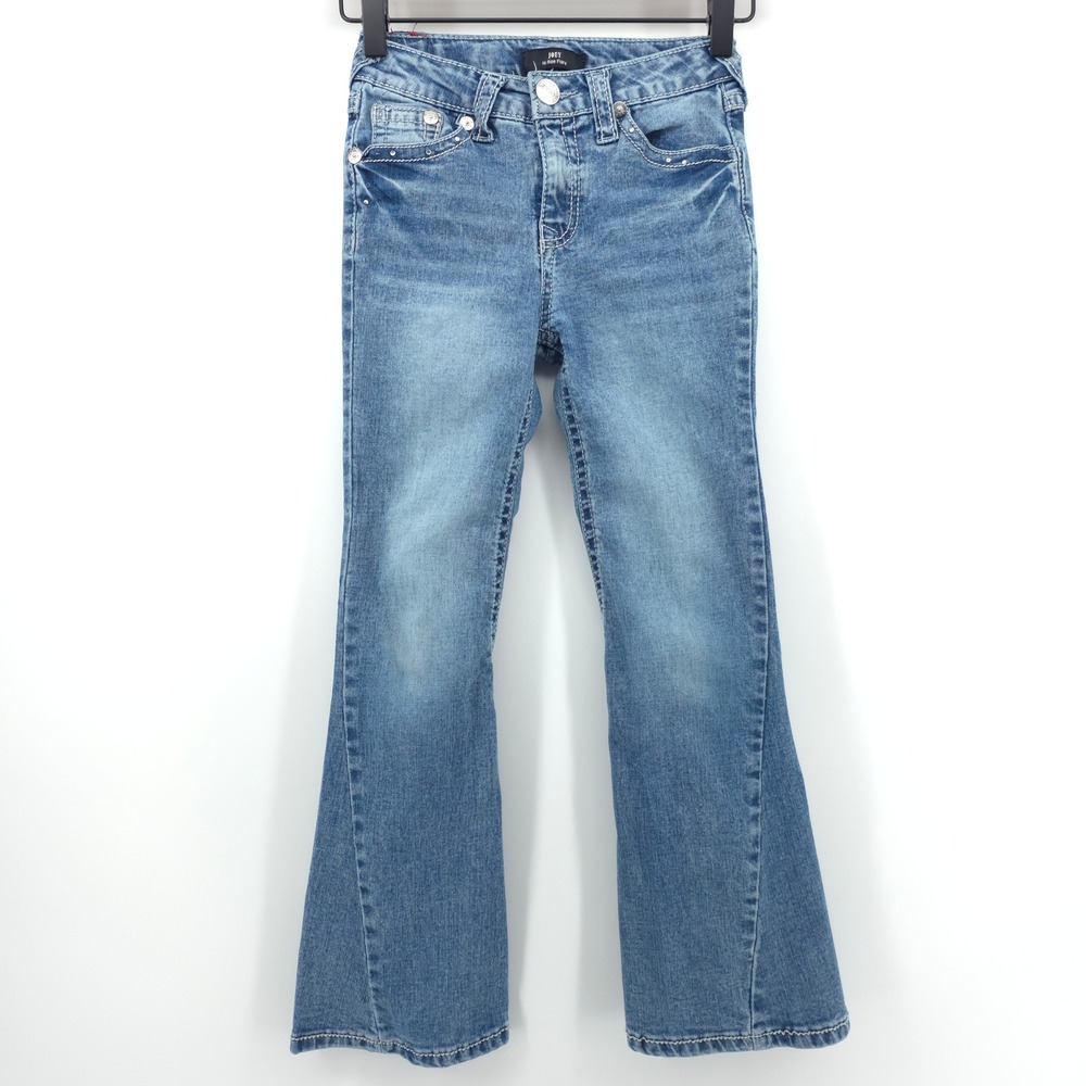 True Religion Girls Jeans Joey Hi Rise Flare Size 8 Blue Denim Rhinestone Y2K